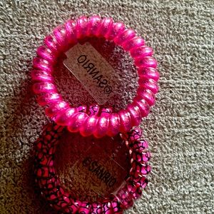 Pink and black hair tie + light pink sparkle hair tie